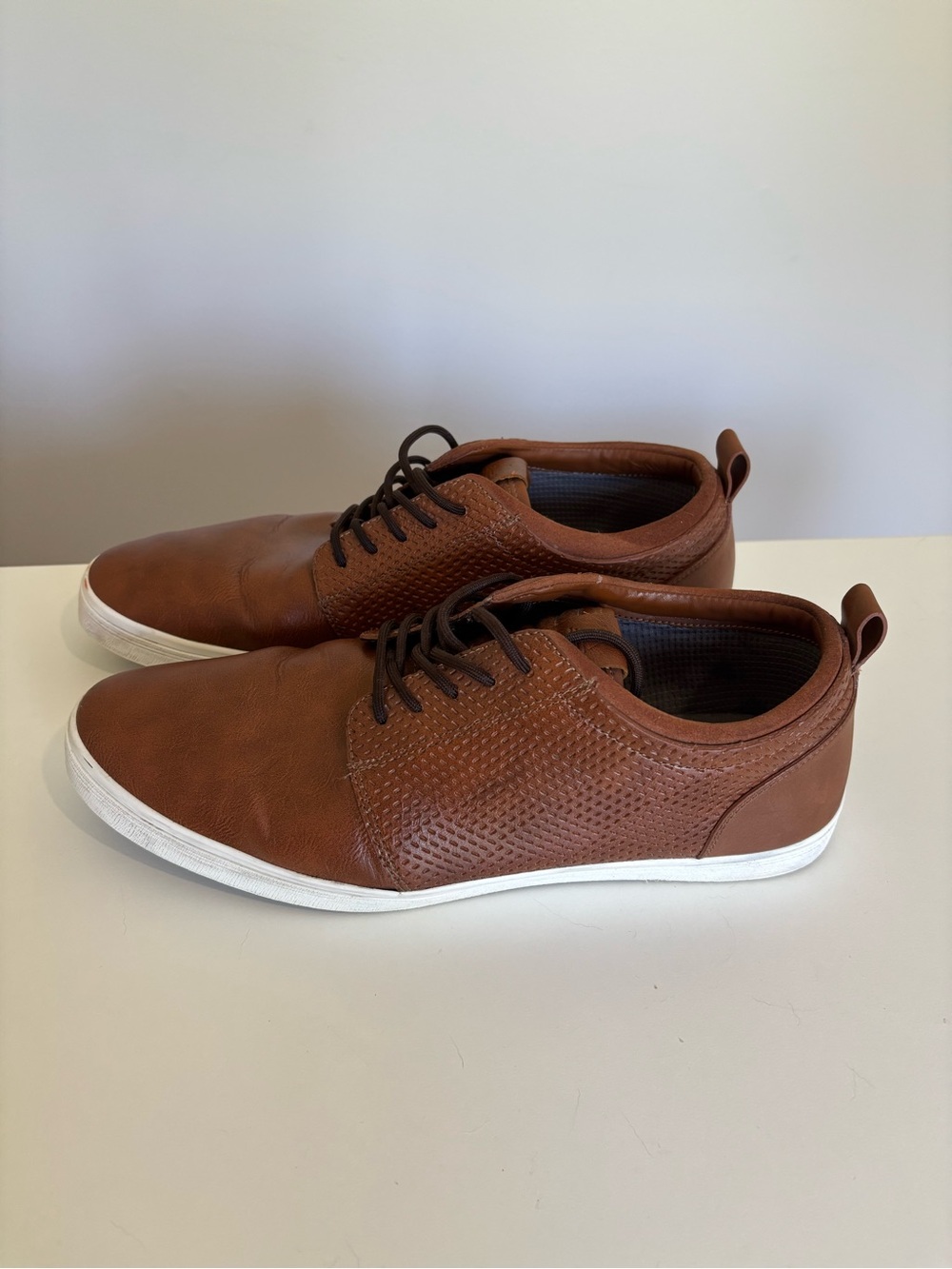 ALDO Men’s Brown Leather Casual Sneakers Shoes Size 10